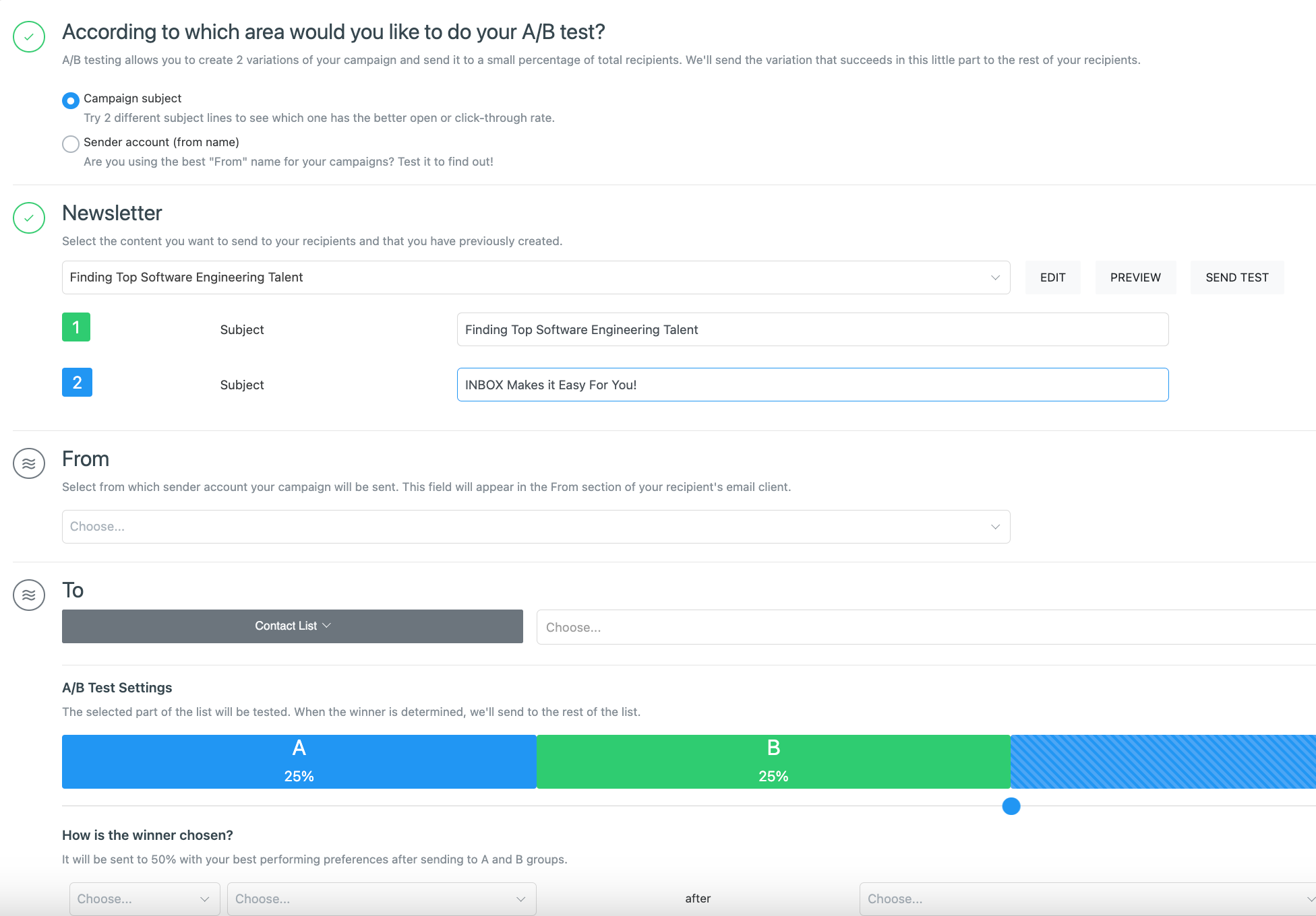 Email A/B testing