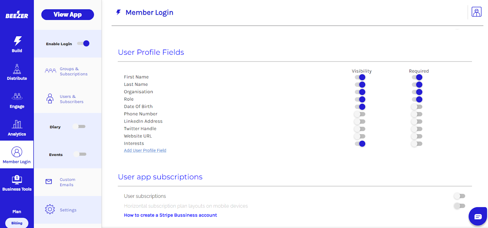 Member app features