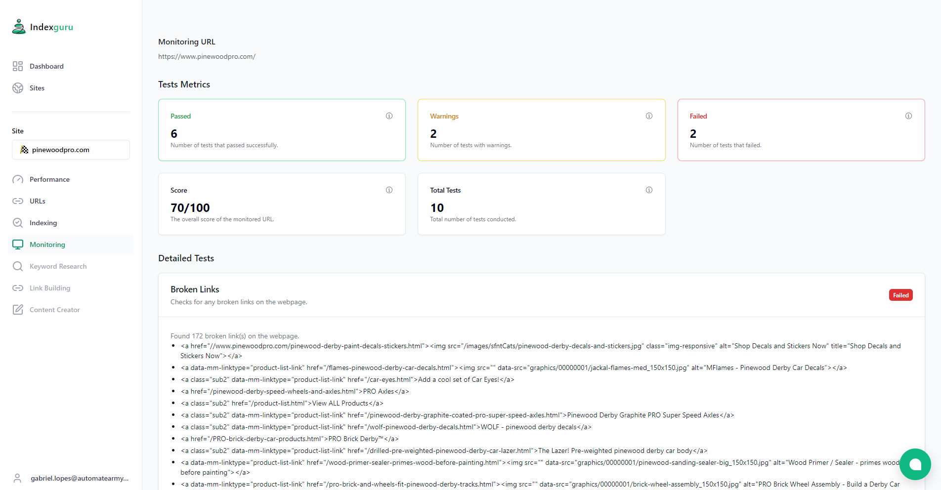 Page-level diagnostics