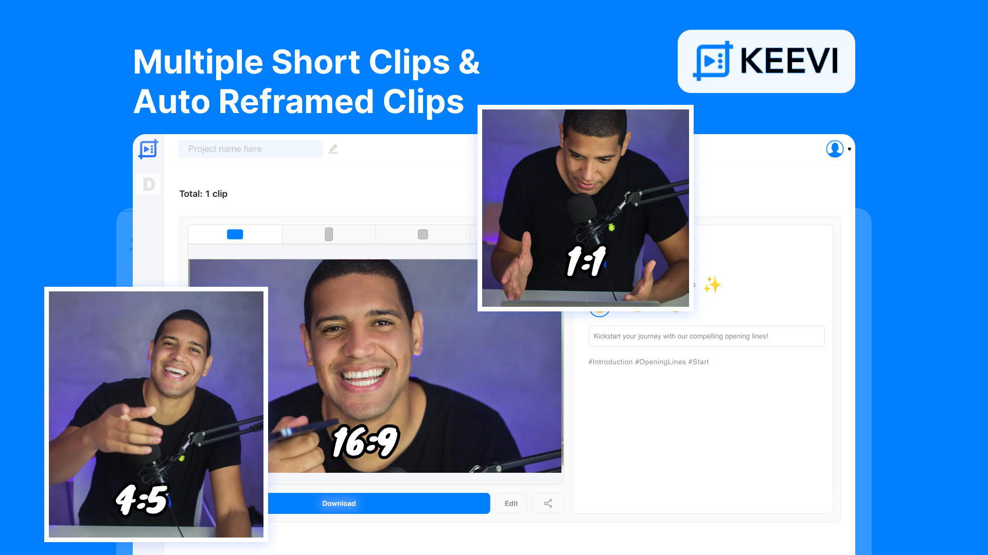 Auto-reframed clips