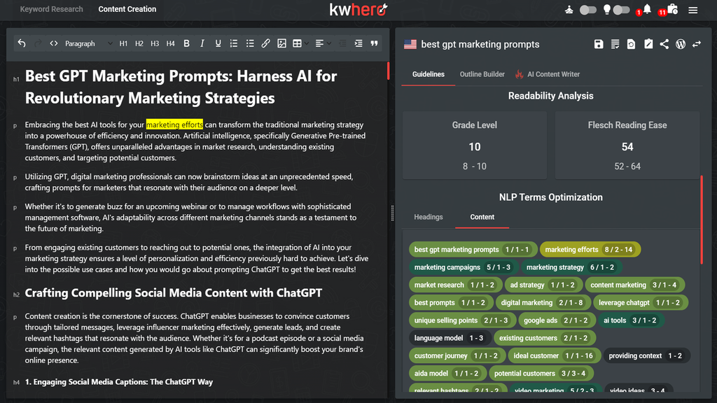 Competitor content analysis