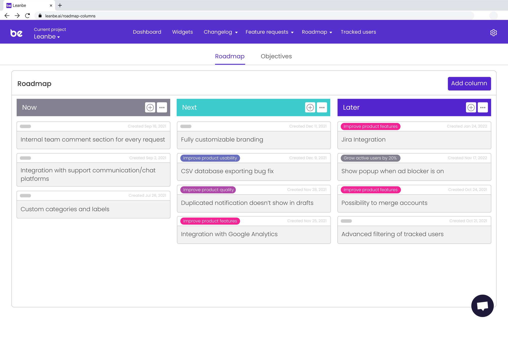 Product roadmap