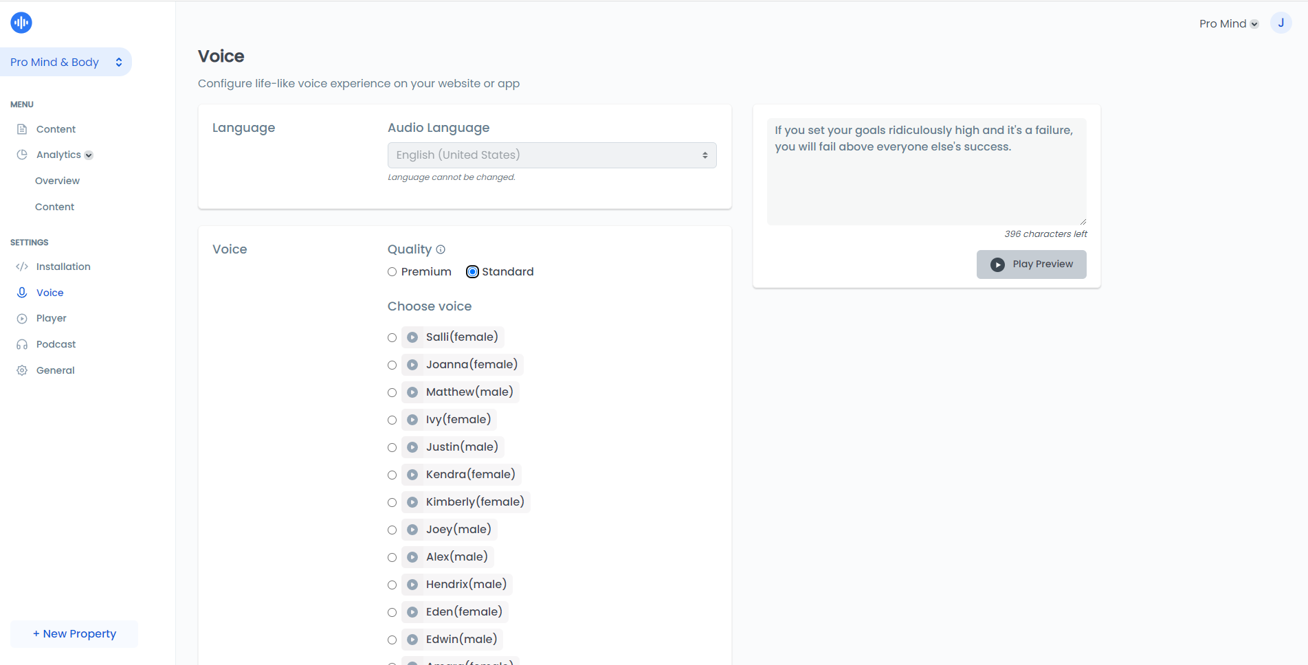 Voice dashboard