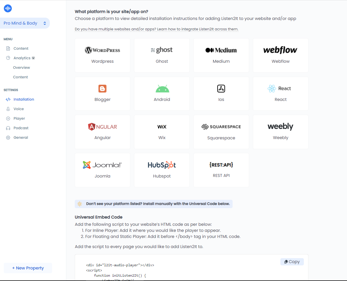 Platform integration