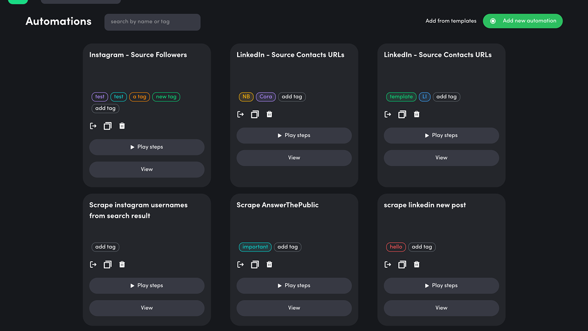 Manage workspace