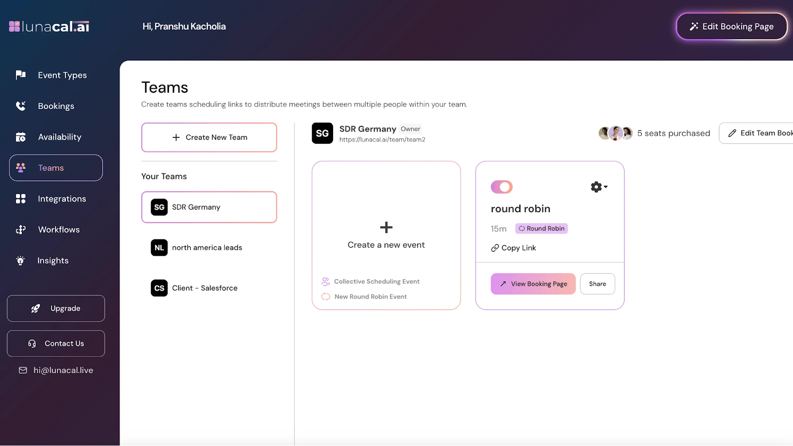 Scheduling for teams