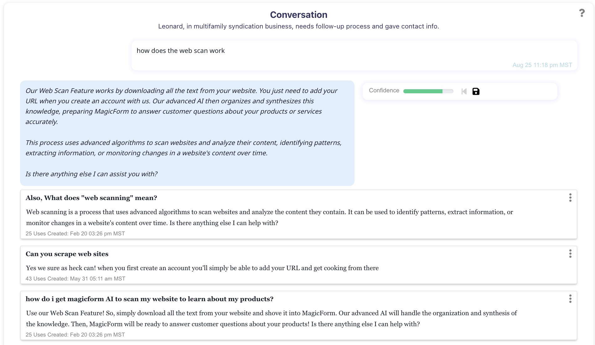 Conversation history