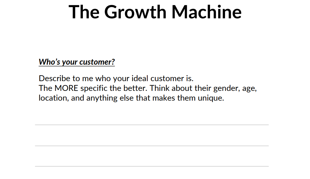 workbook page on finding customers