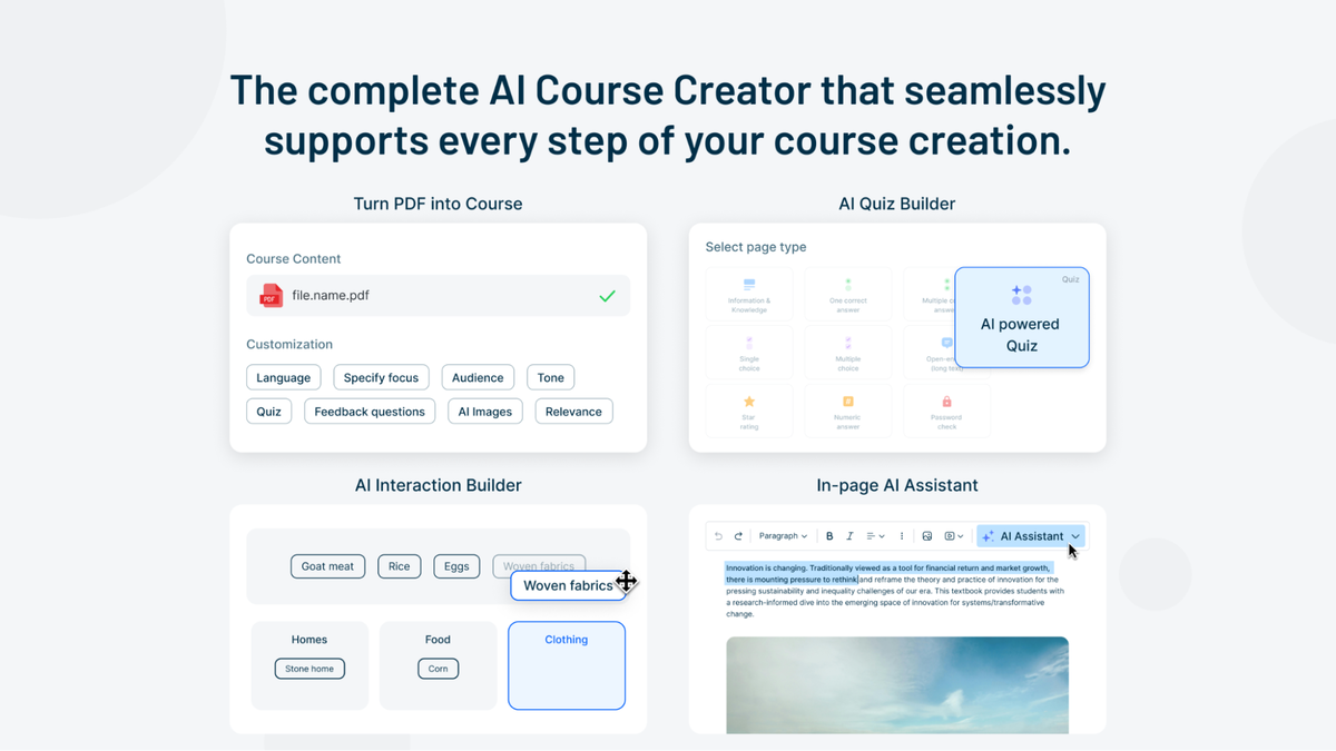 Generate entire courses with AI