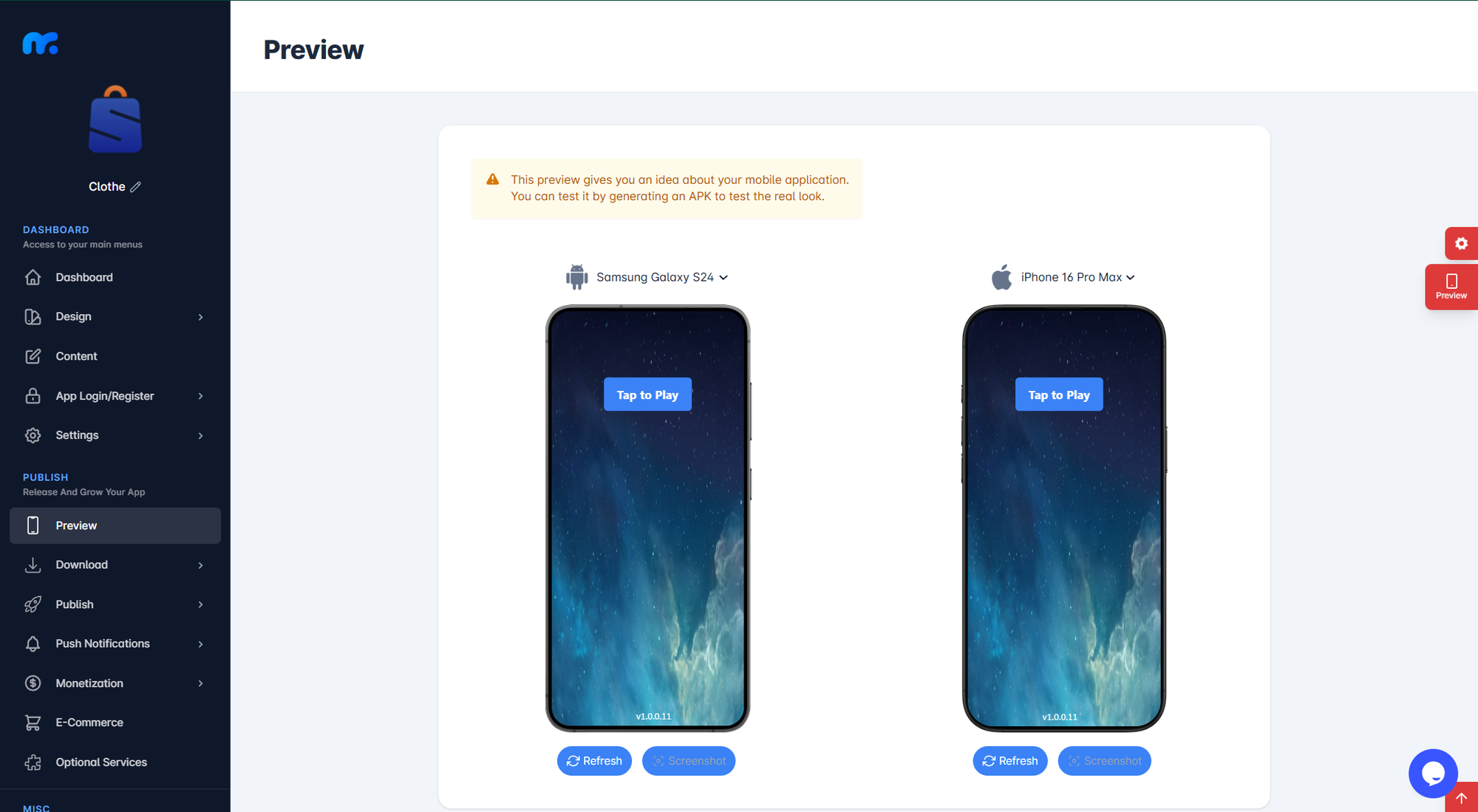 App preview