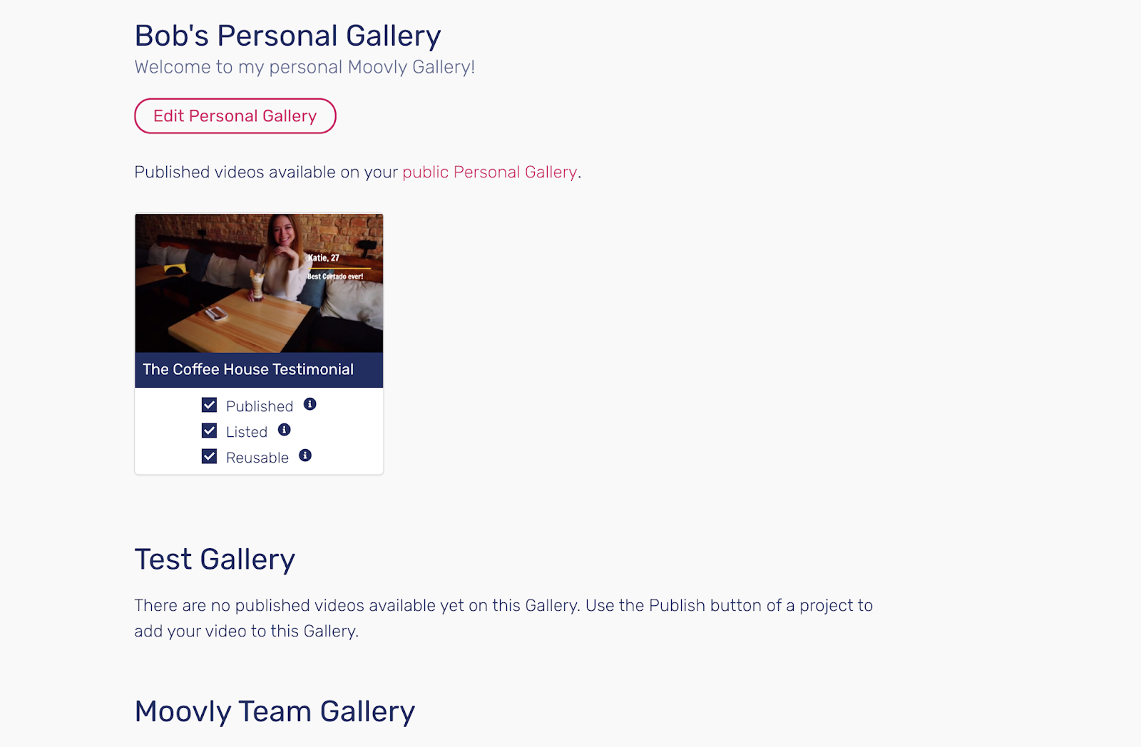 Personal gallery and test gallery