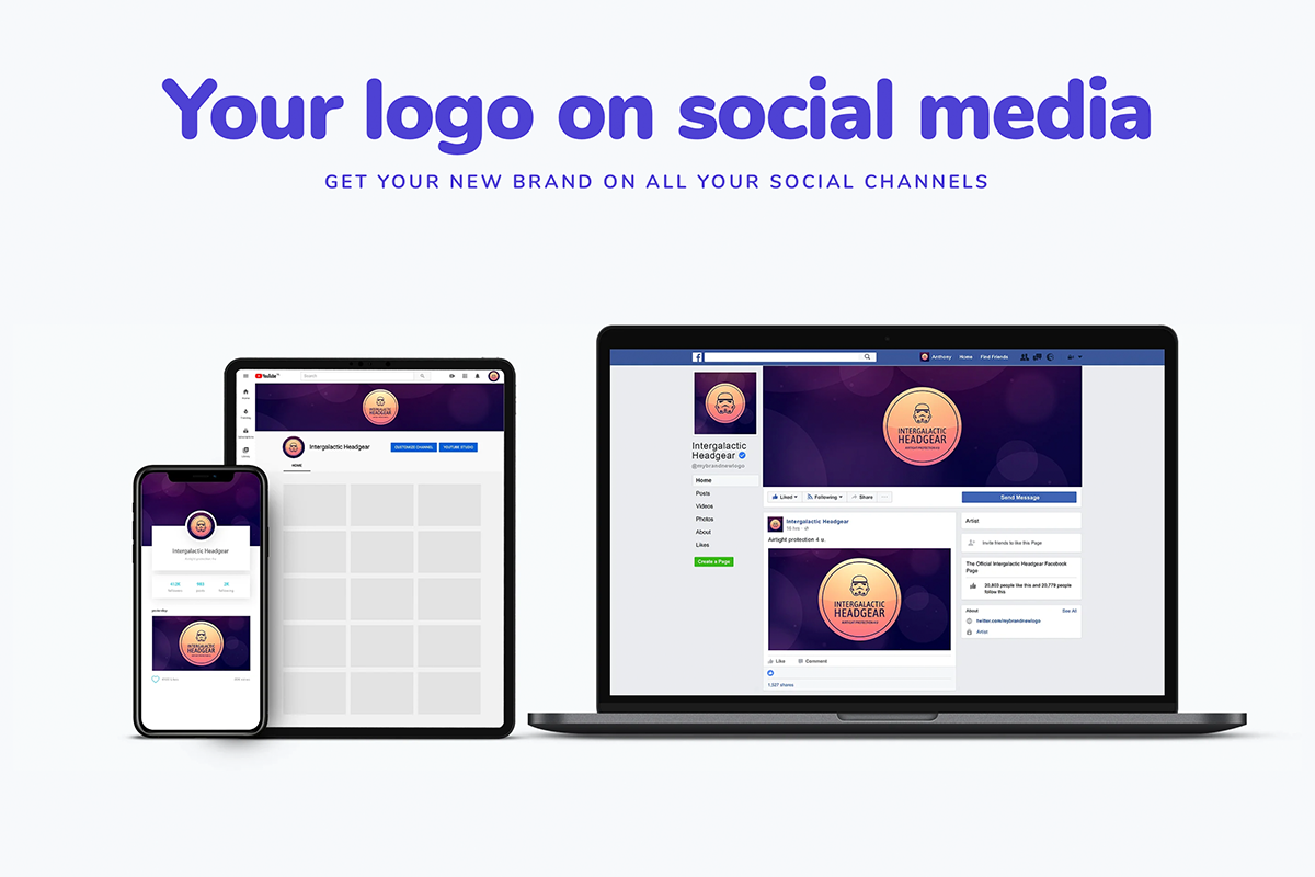 Resized logos for different social media platforms