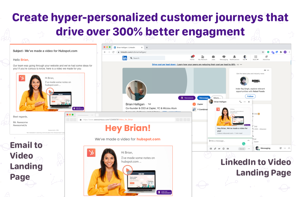 Personalized emails, landing pages, and LinkedIn page