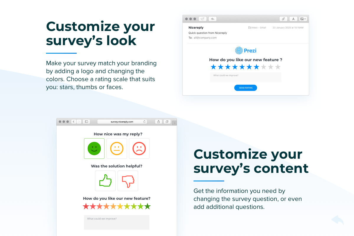 Custom CSAT, NPS & CES surveys.