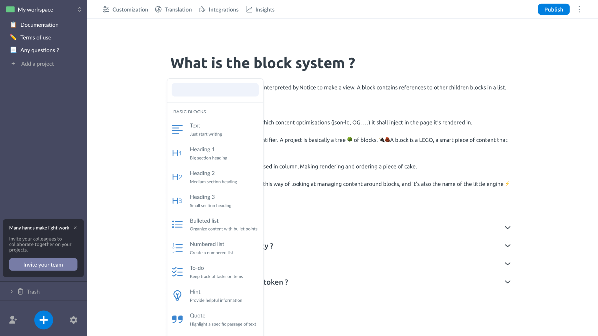 Block editor