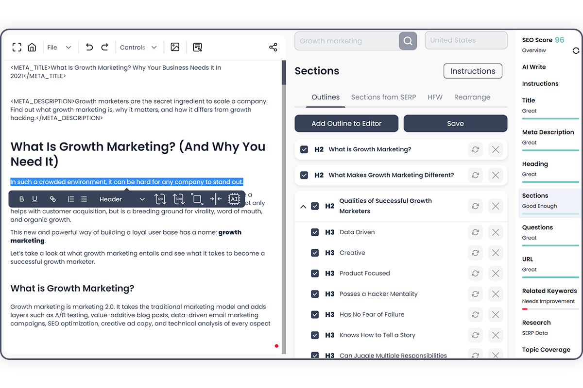 Outranking outliner editor