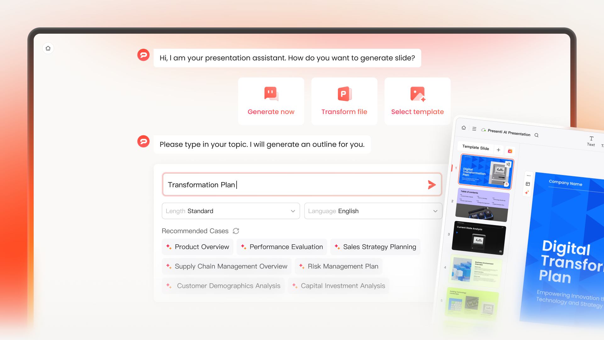 Generate presentations