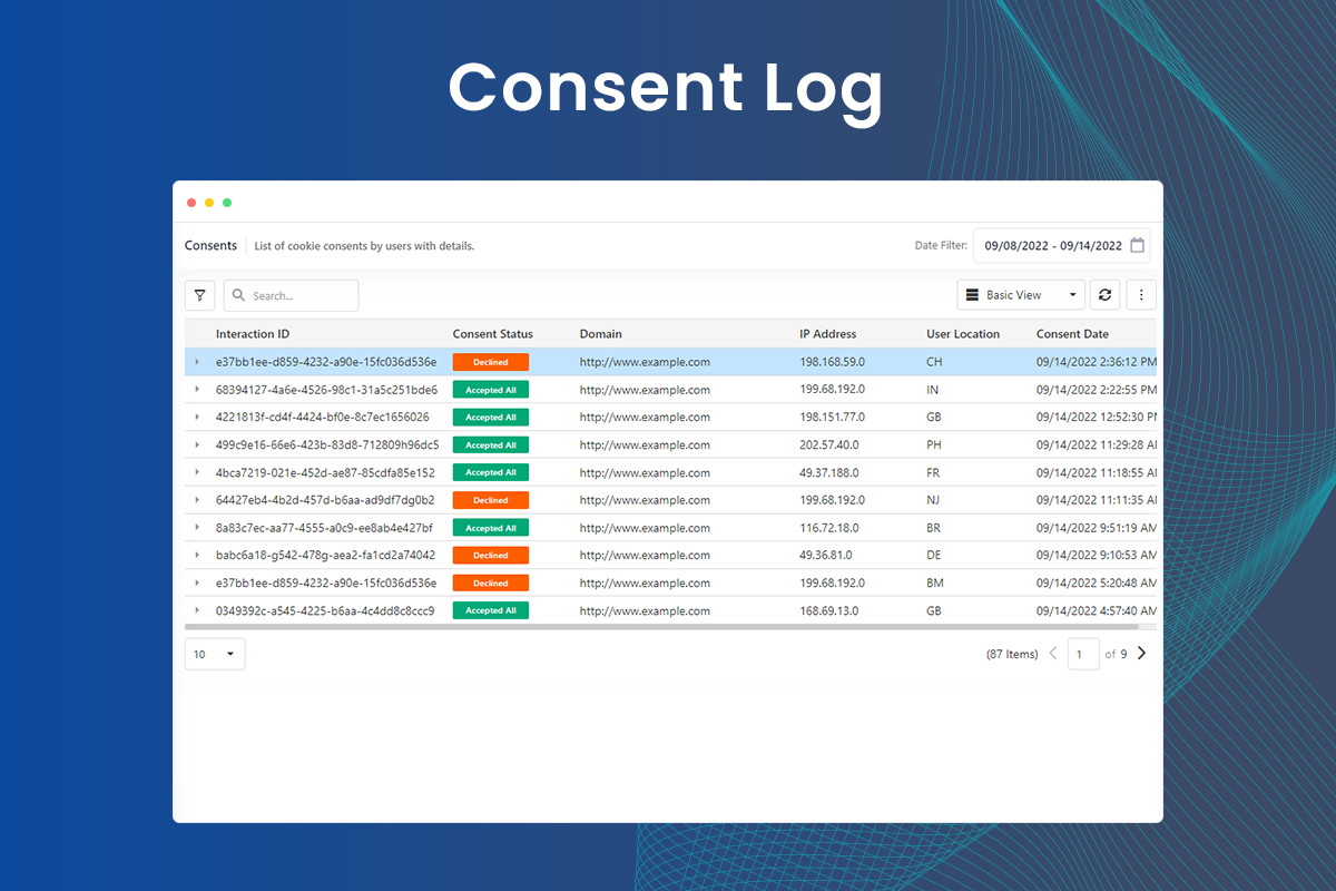 Consent log