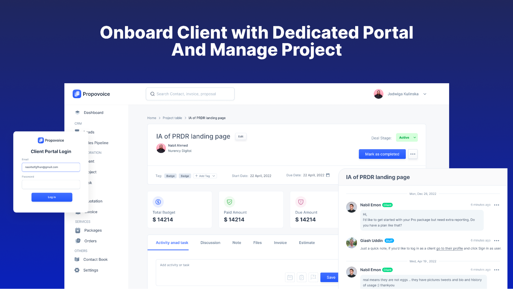 Client portal for onboarding