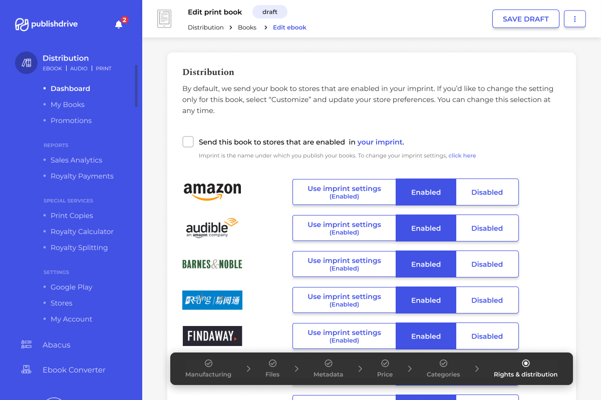 Distribution dashboard