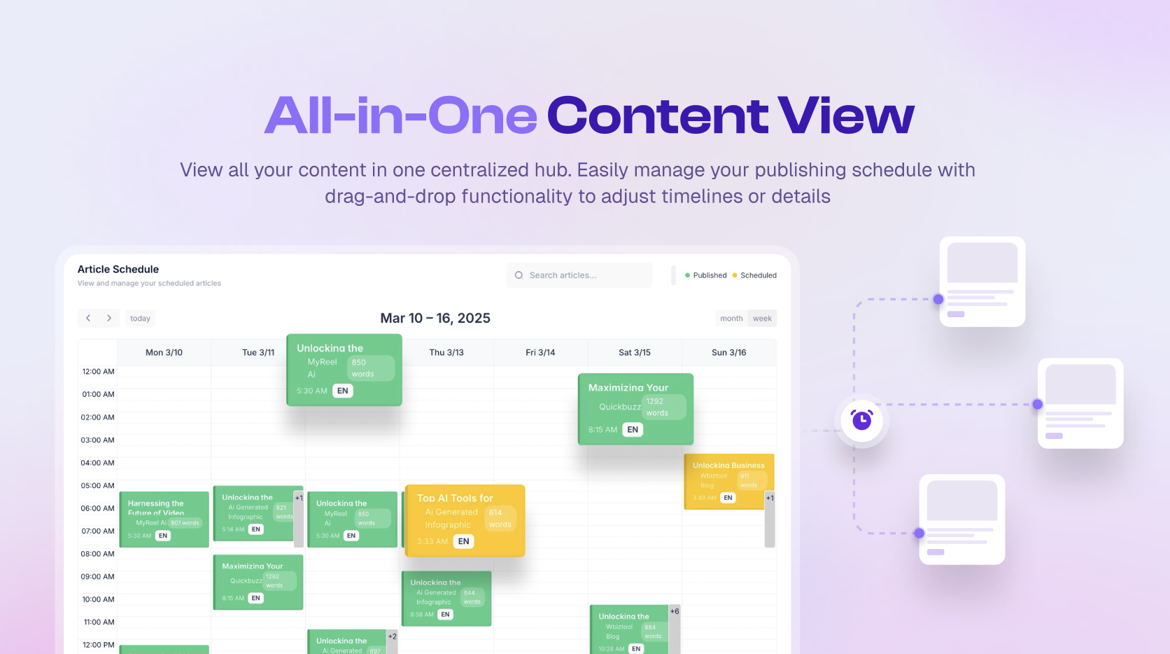 Drag-and-drop content calendar