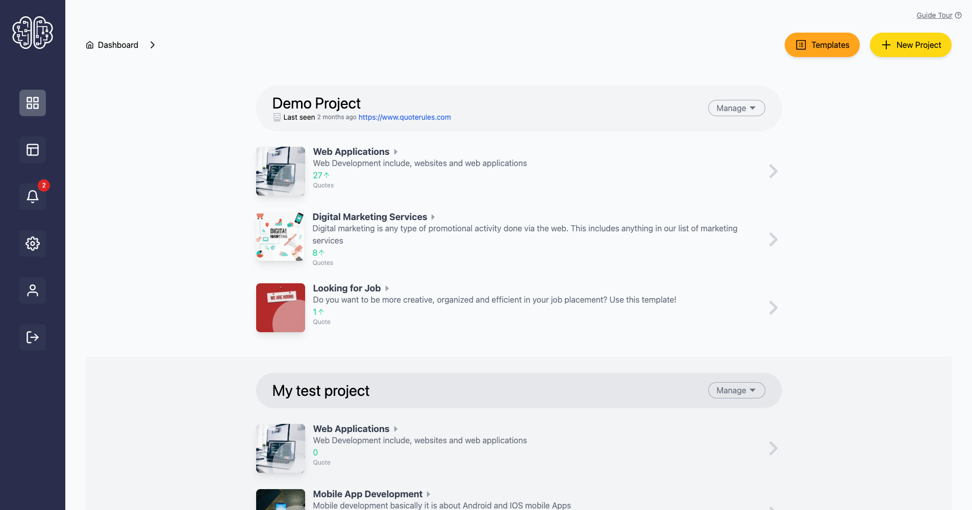 Project dashboard