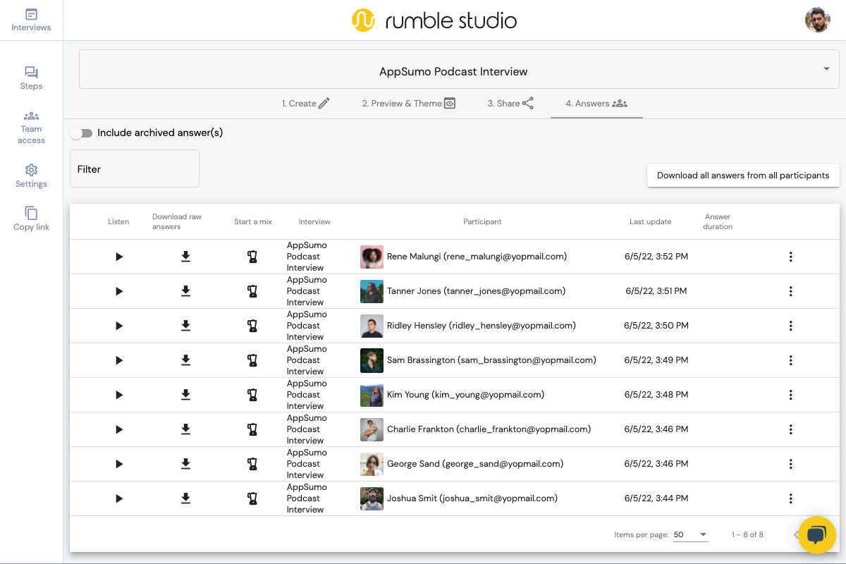 Response dashboard