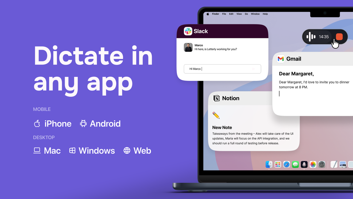 Dictate in any app, on any device