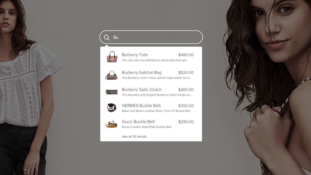 SearchIQ customized autocomplete on fashion eCommerce site