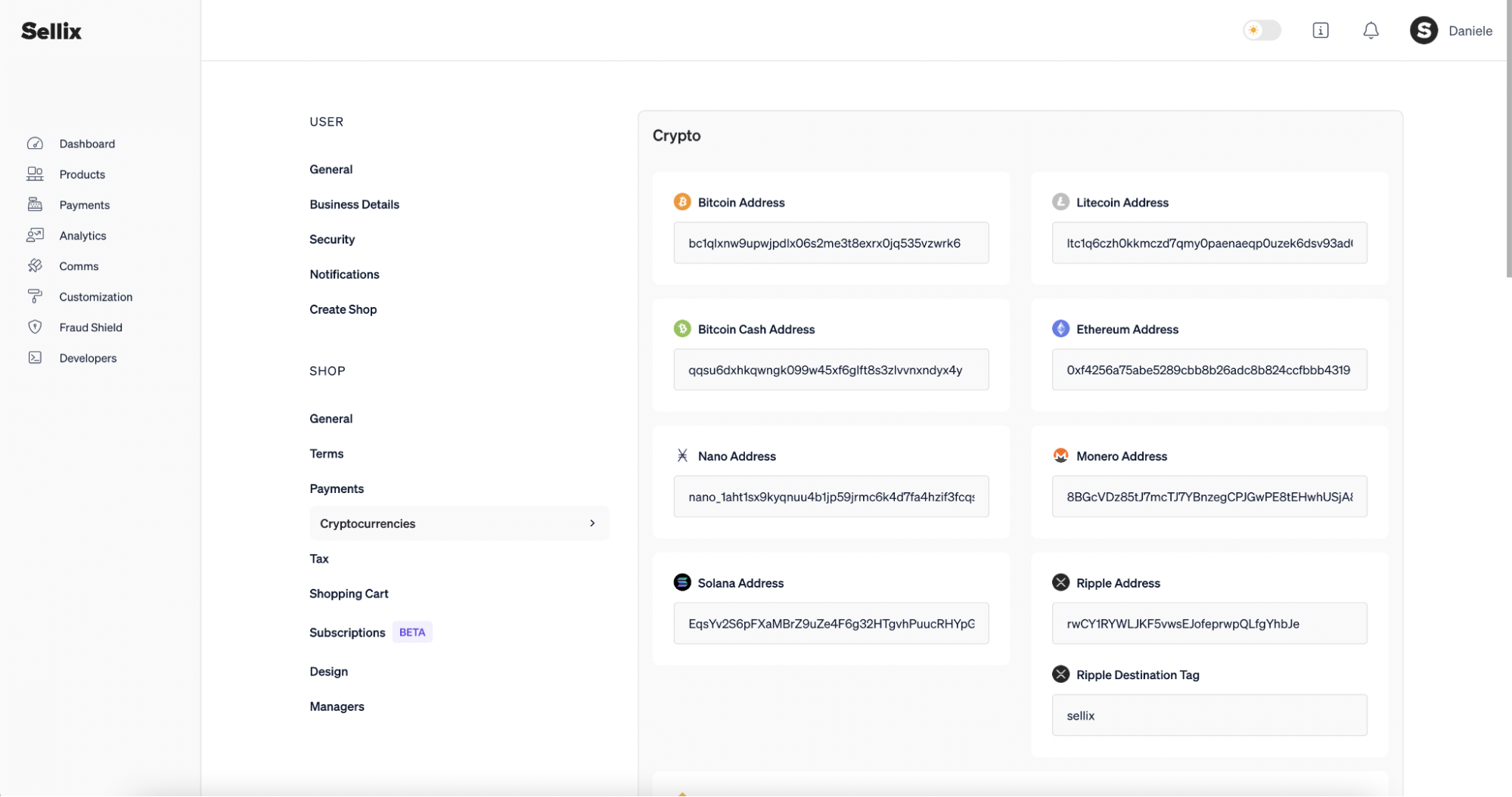 Set up crypto payments