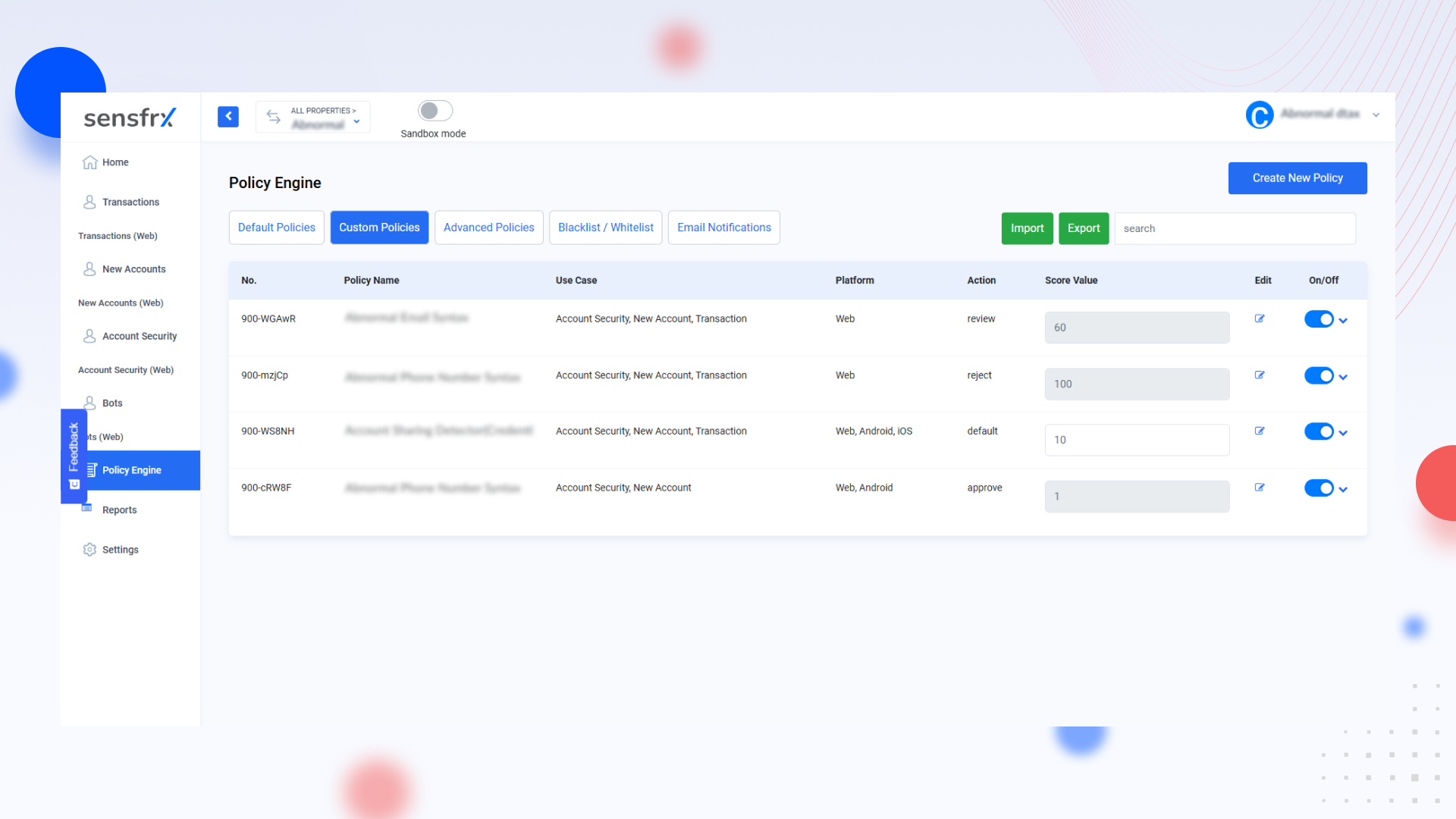 Custom Policies