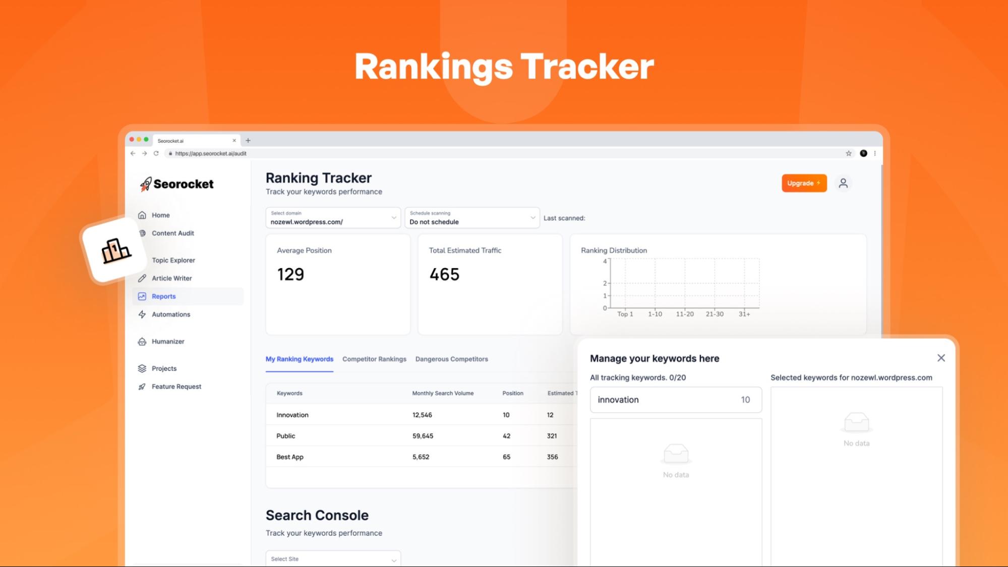 Rankings tracker