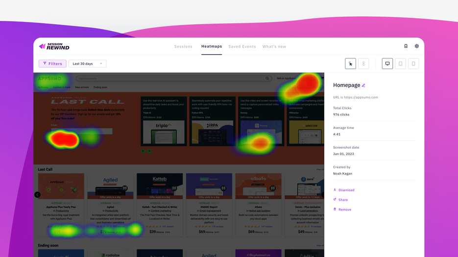 Session Rewind - Record user behavior on websites | AppSumo