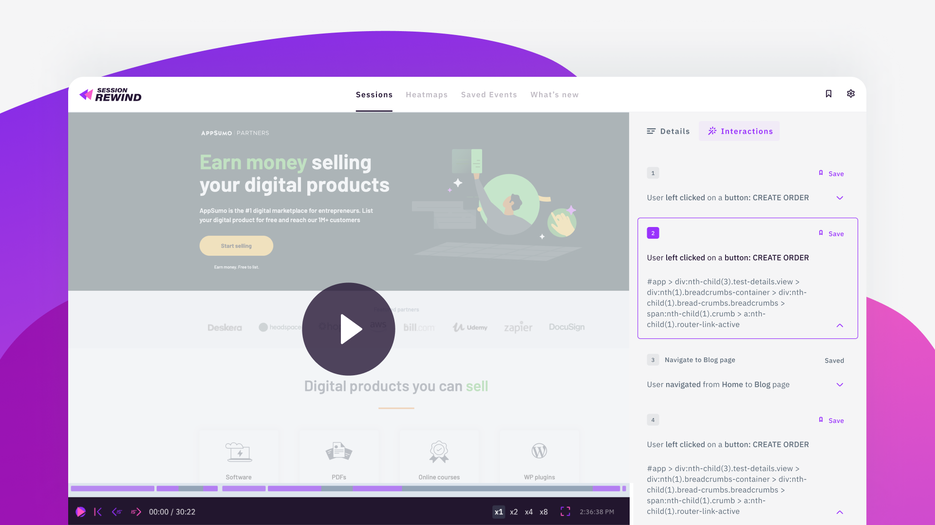 Session Rewind - Record user behavior on websites | AppSumo