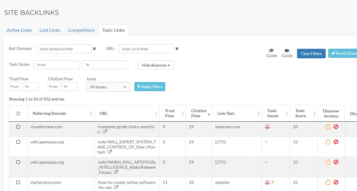 Track backlink performance