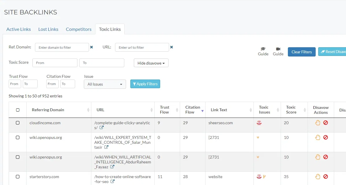 Track backlink performance