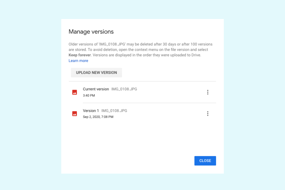 Manage file versions