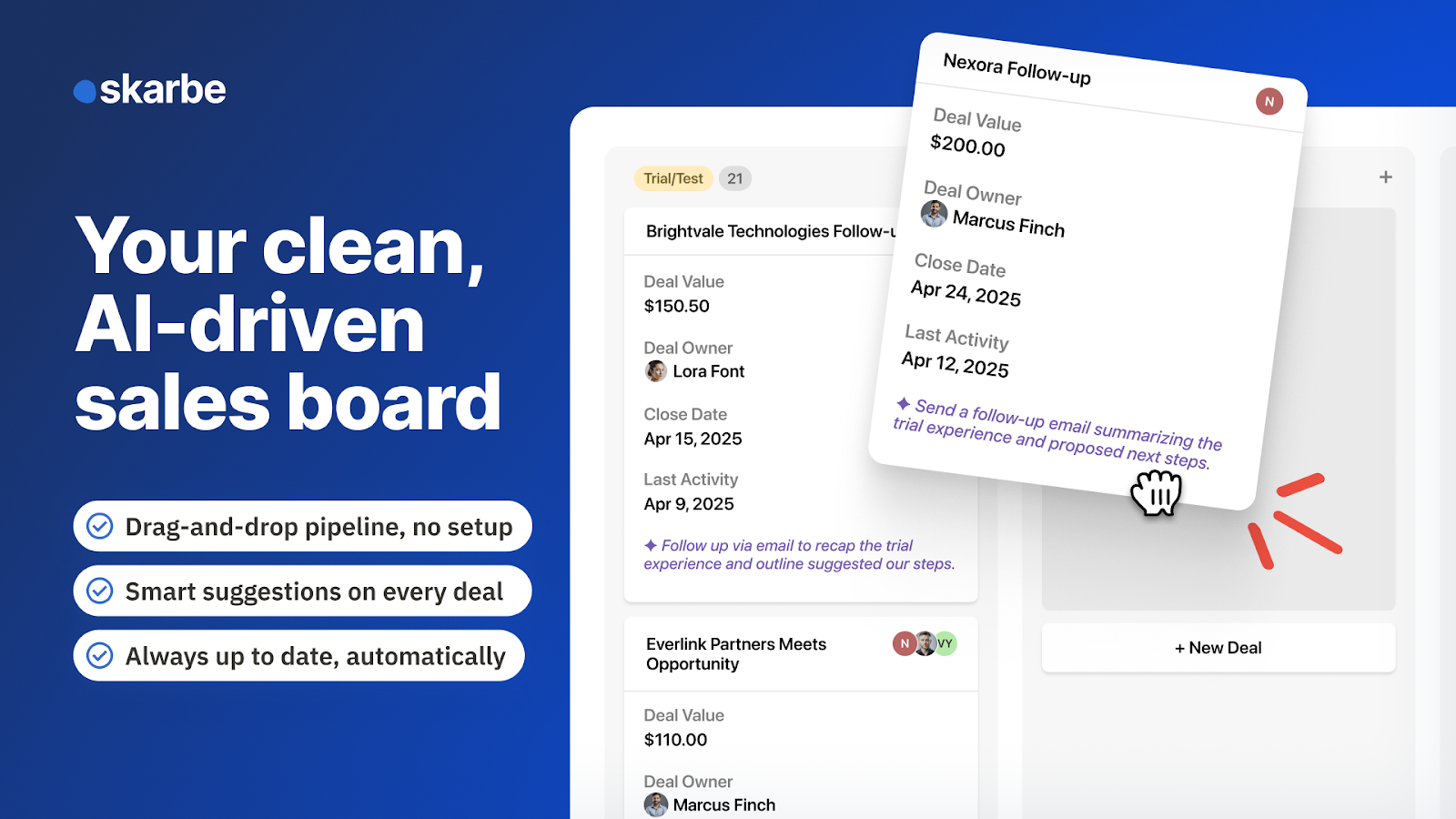 Drag-and-drop sales pipeline