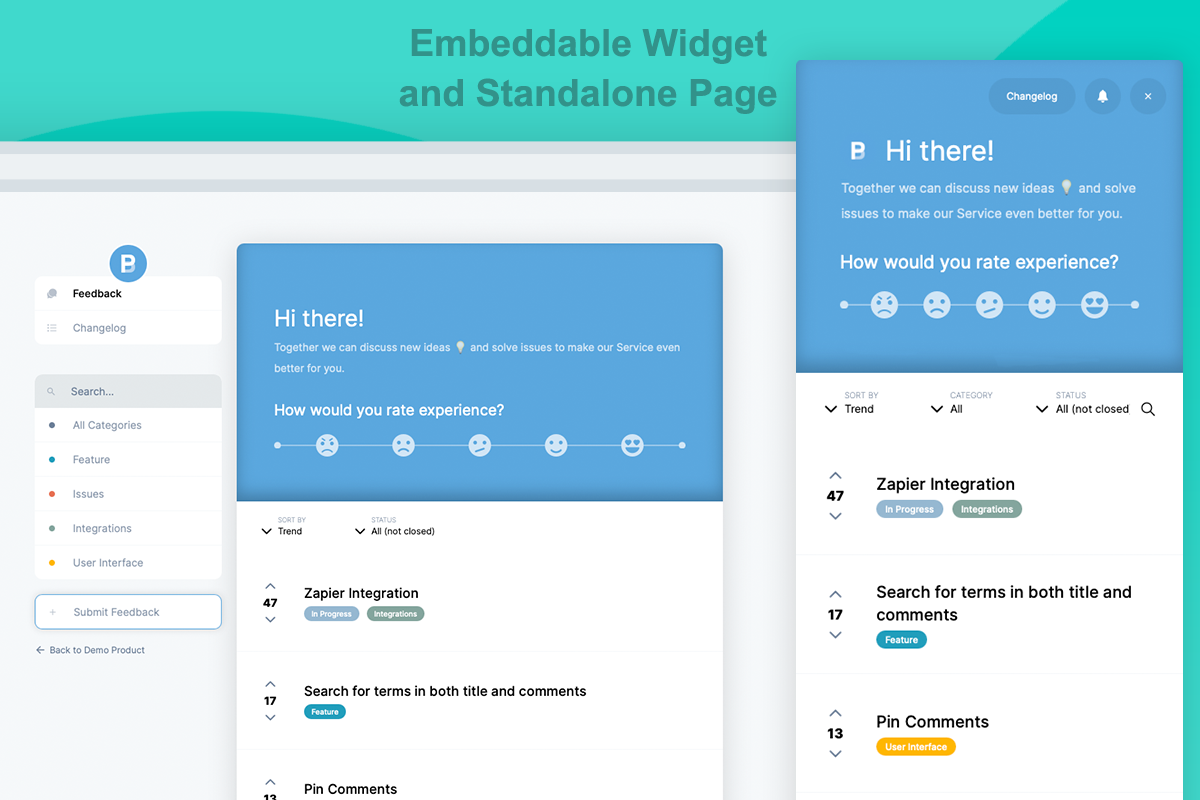 Embeddable widget and standalone page