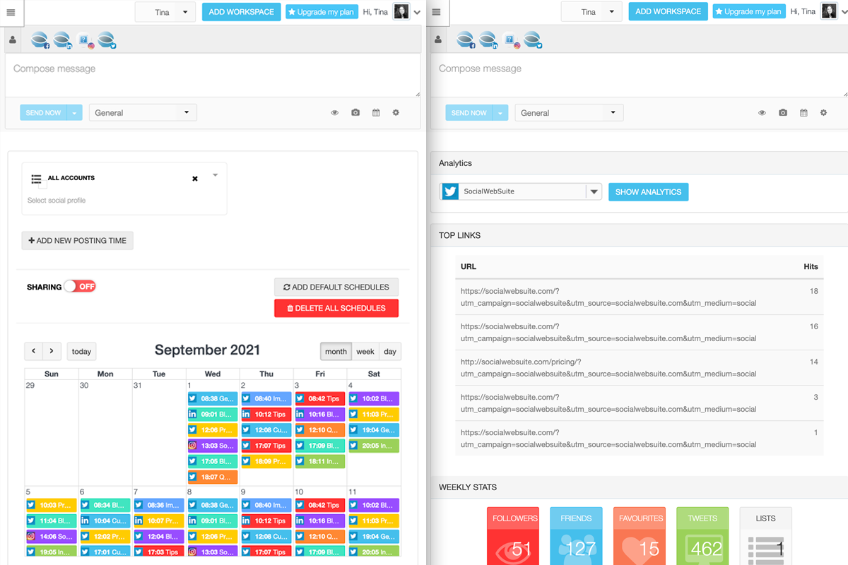 Social media dashboard