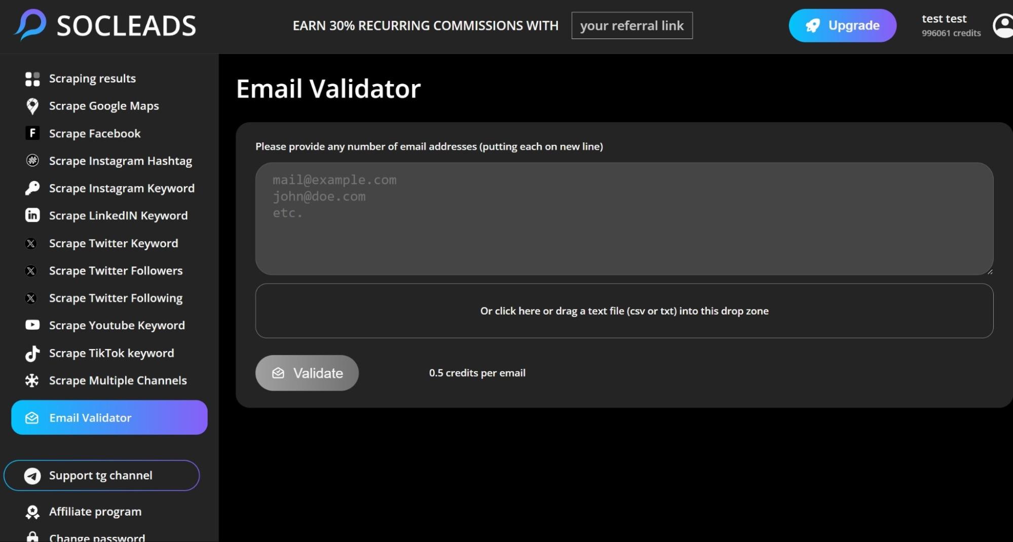 Validate emails