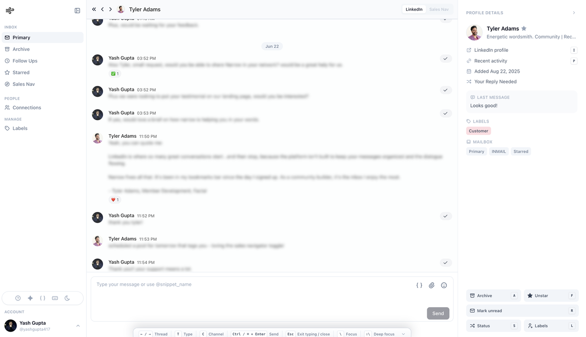 Message directly from Narrow