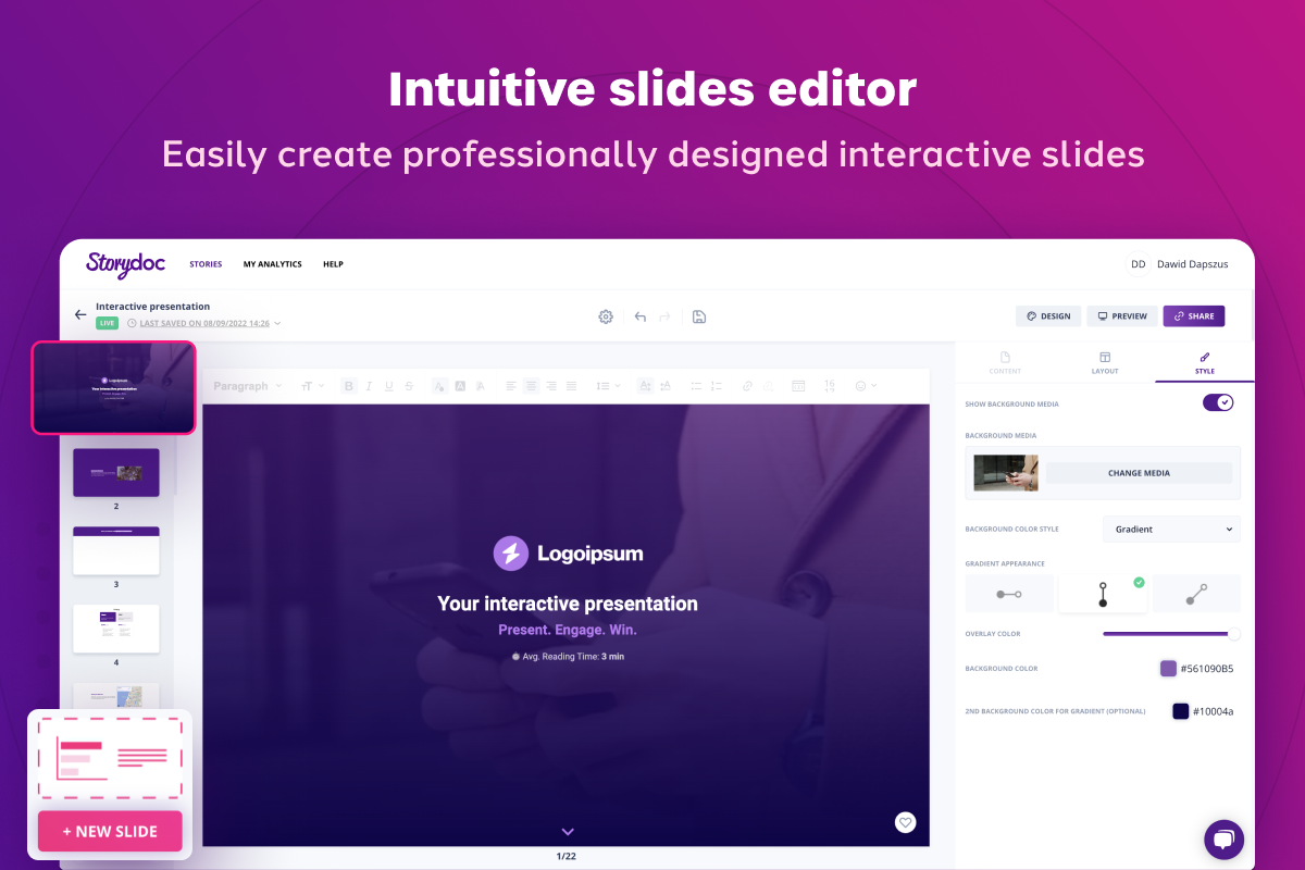 Presentation slide editor