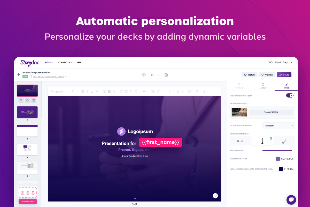 Automatic presentation personalization