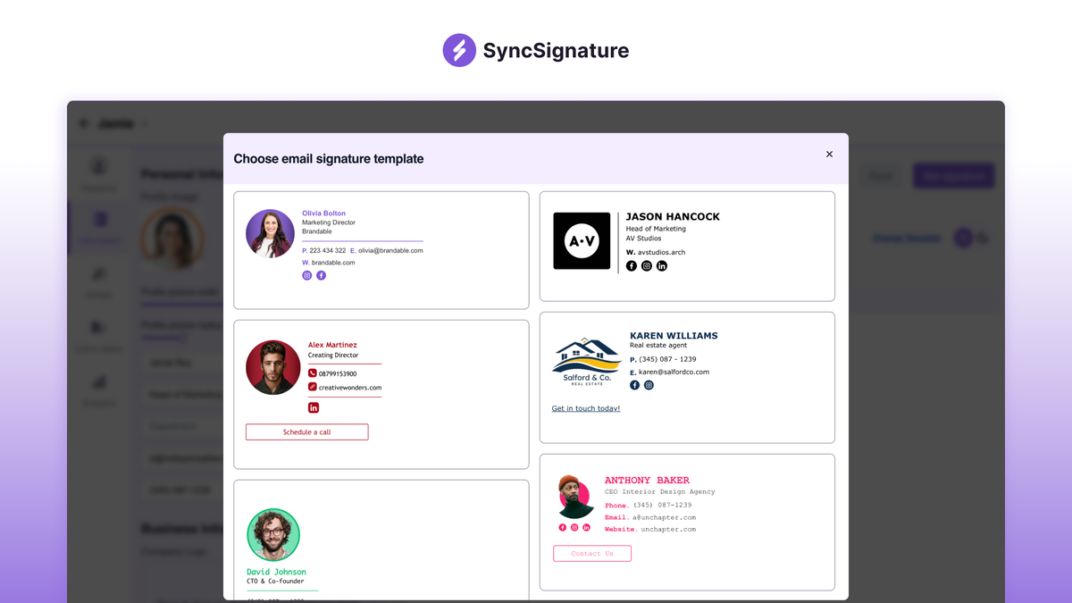 Branded email signatures