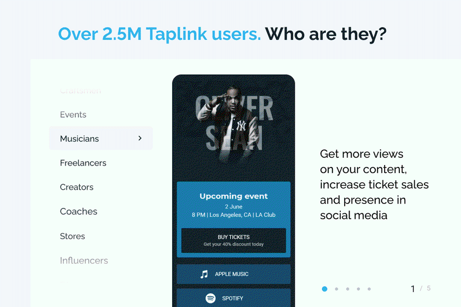 Taplink - Create landing pages for your bio link | AppSumo