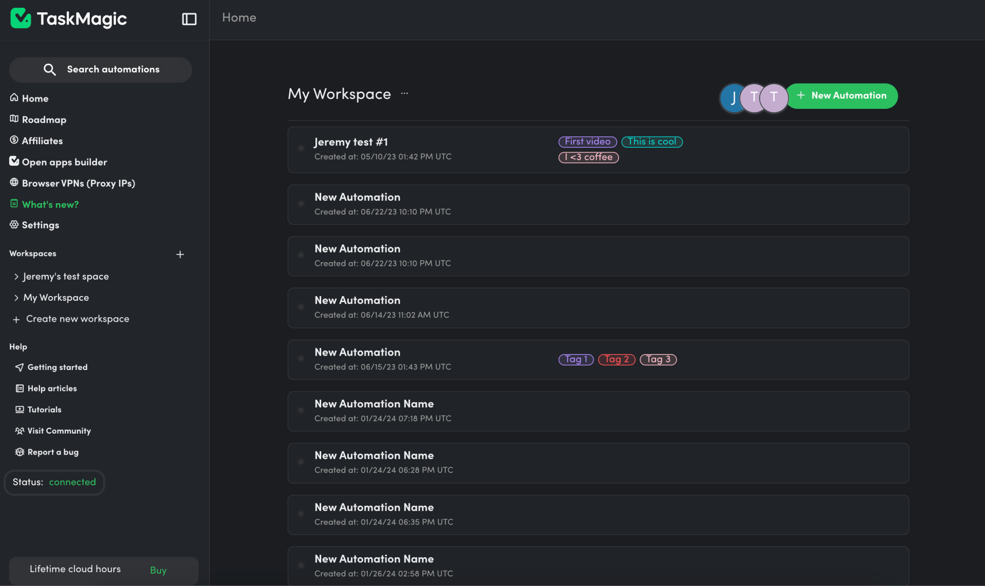 Manage workspace