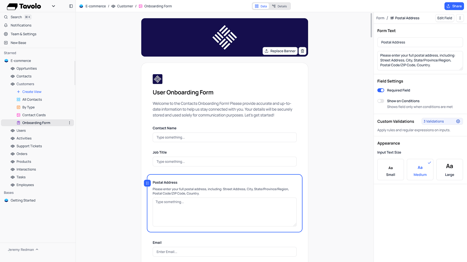 Custom forms