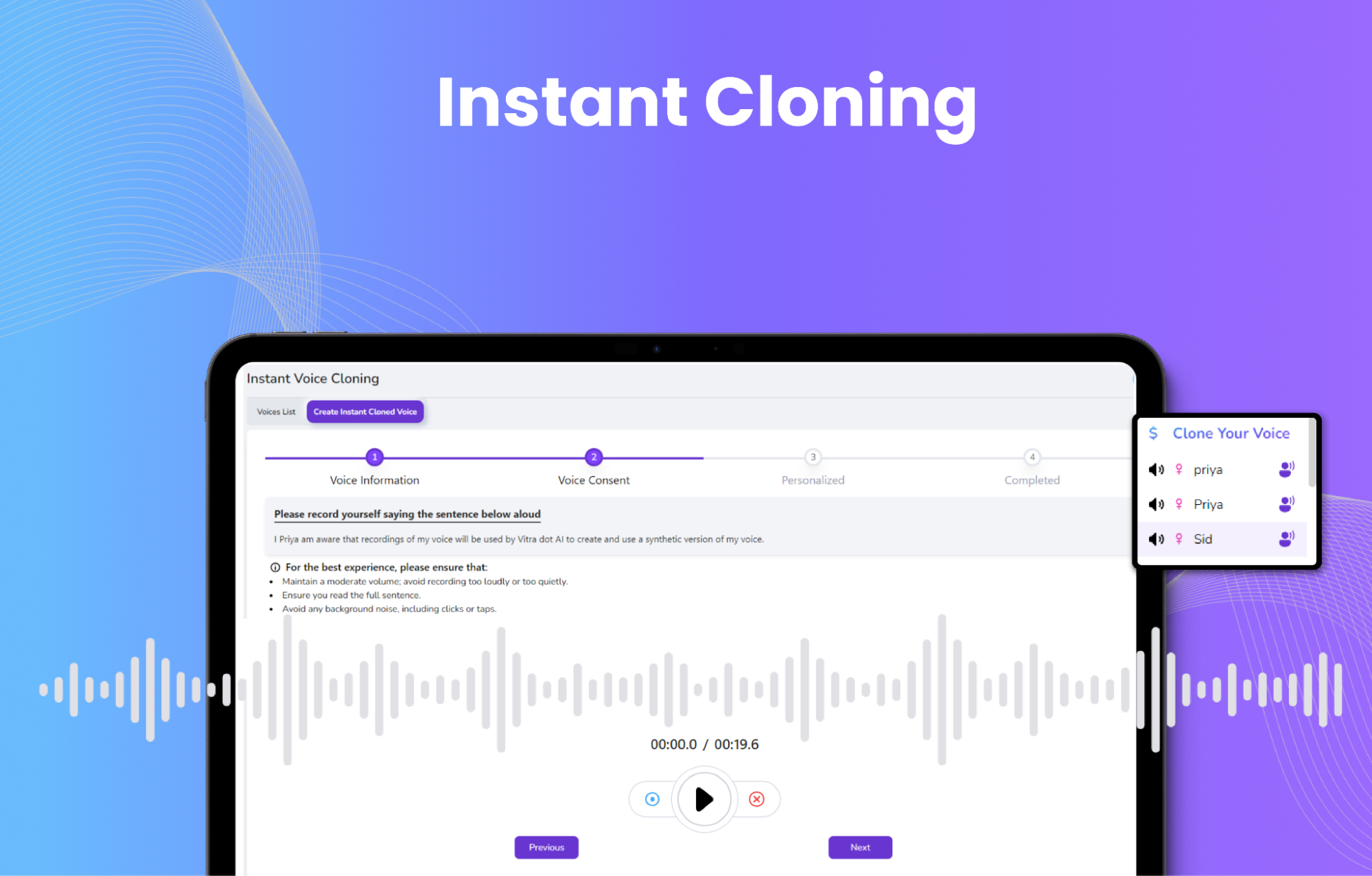 Instant voice cloning