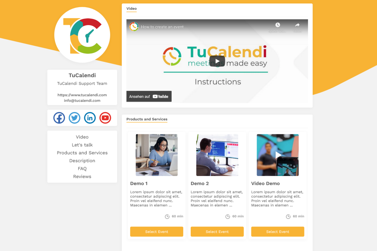 TuCalendi website